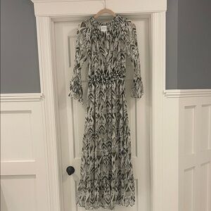 Women’s Miss Los Angeles Maxi Ling Sleeve Dress - green/cream - size X-Small